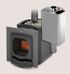 Печь для бани Былина-18 Ч Панорама + бак самоварного типа 55л - Теплодар